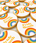 pride month message biscuits with rainbow design