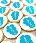 printed biscuits with salesforce logo on bakery tray