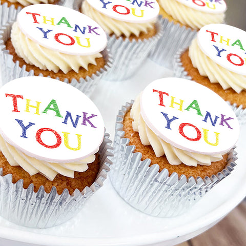 thank you cupcakes for teachers, nurseries and child minders with a bright design