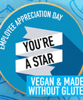 vegan biscuits for employee appreciation day with a "you're a star" design. 