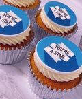 cupcakes with "you're a star" message on top. perfect for employee gifts and well done gifting. UK delivery