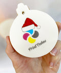 CHRISTMAS BAUBLE BRANDED BISCUIT WITH SANTA HAT LOGO EMPLOYEE GIFT