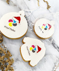 PERSONALISED CHRISTMAS LOGO BISCUITS - CHRISTMAS JUMPER AND BAUBLE SHAPE