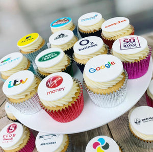 branded logo buttercream cupcakes delivered