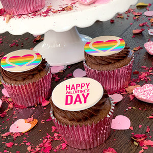 Valentine's Day Rainbow Heart Cupcakes