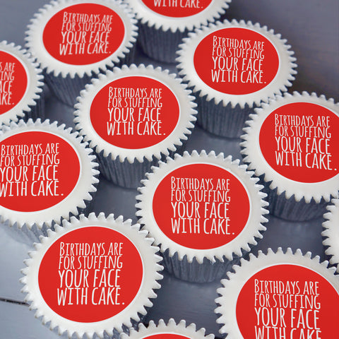 Birthday cupcake gift box in red - uk delivery