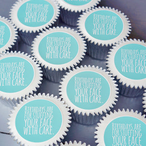 Birthday cupcake gift box in turquoise - uk delivery