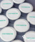 Printed message cupcakes for corporate events and promotions.