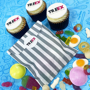 logo cupcakes and branded pick and mix bag