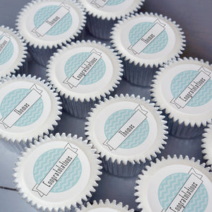 Personalised congratulations cupcake gift box in blue