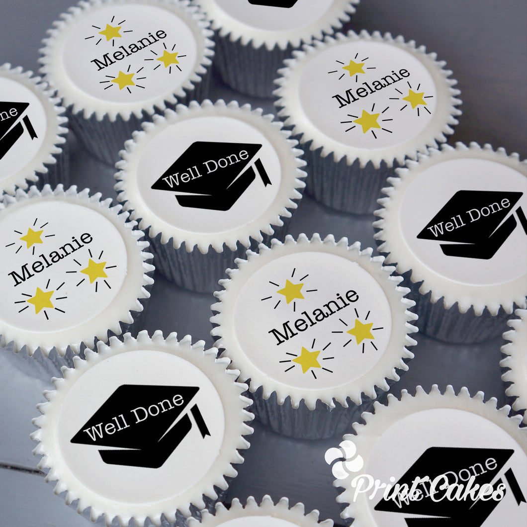 Personalised graduation gift cupcakes from Print Cakes