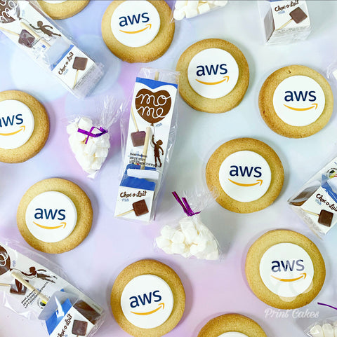 hot chocolate and branded biscuit employee gift