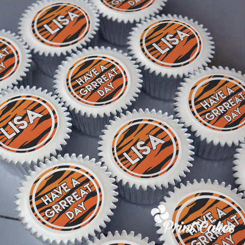 tiger print cupcakes from print cakes