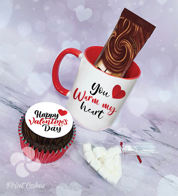 Valentine's Day Hot Cocoa, Mug & Cupcake Gift Box